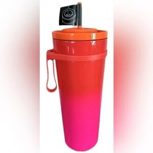 Starbucks Twist-to Seal Straw Lid 24 Oz Cold Cup Orange/Pink